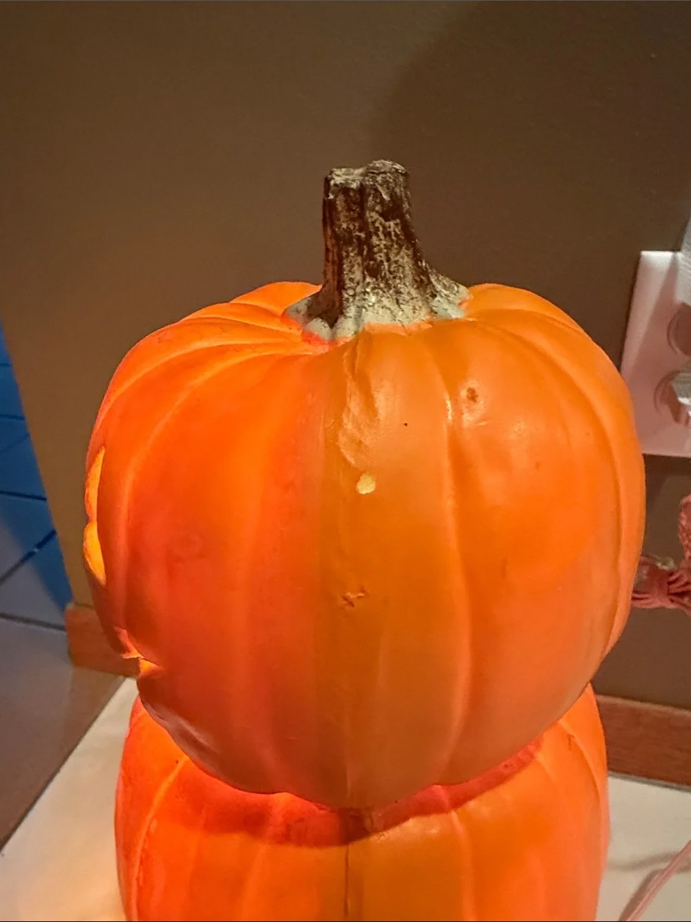 3 Pumpkin Tower Gemmy Jack-o-Lantern Stack Light Up Lamp Halloween Decor Works
